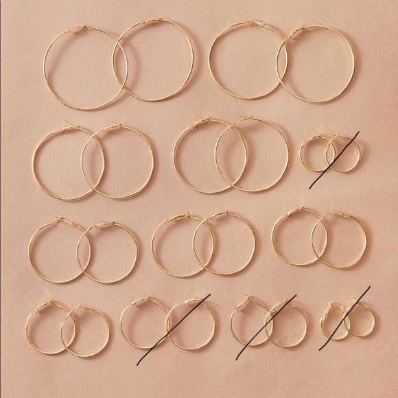 8 Gold Hoop Earrings - Picture 1 of 4